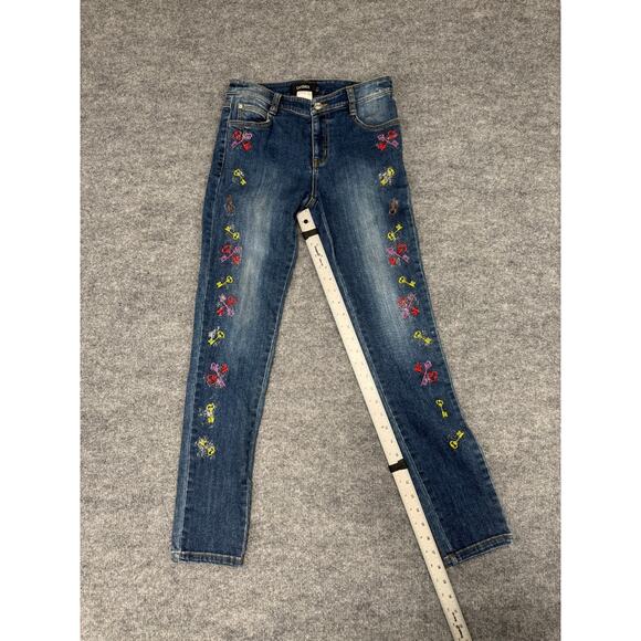 Candace Women's Embroidered Jeans Size 9 Skinny Fit Vintage Y2K Rainbow Key - Picture 7 of 16